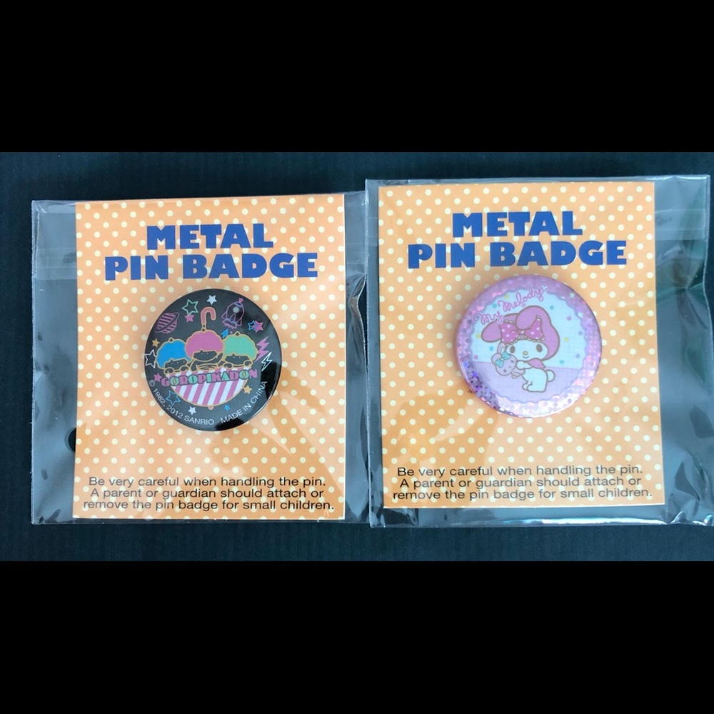 TWO NEW Sanrio Pin Badges